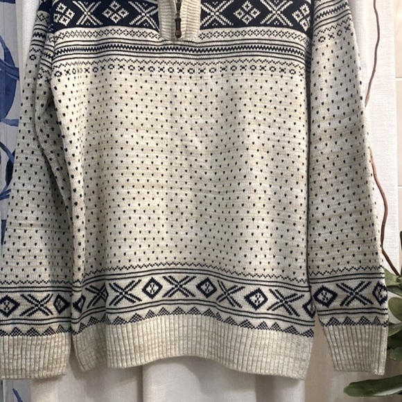 Men’s Pronti Collection by Phita Cream & Blue Quarter Zip Pullover Sweater M - Picture 3 of 6